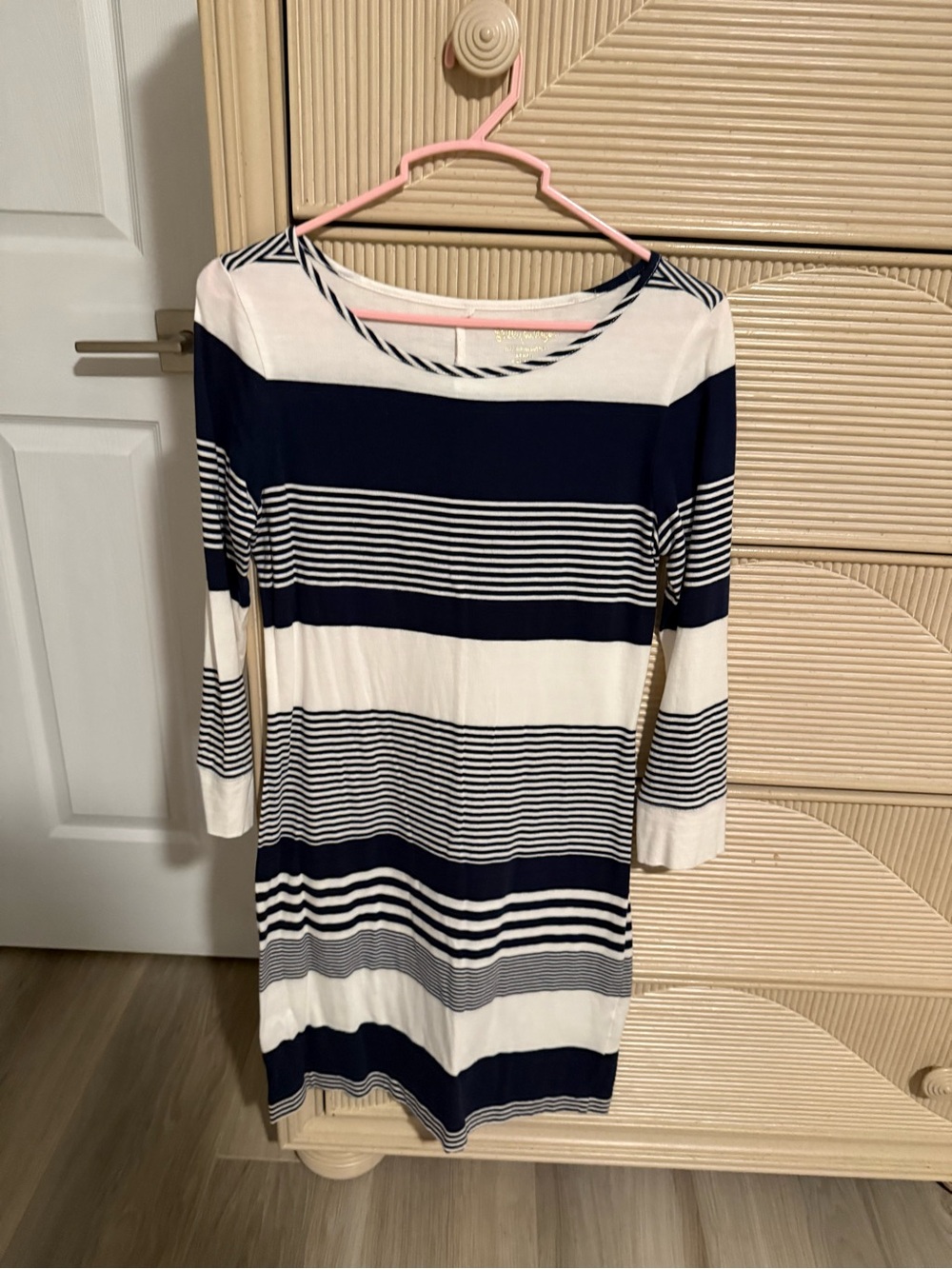 Lilly Pulitzer Navy and White Striped 3/4 Sleeve Dress
